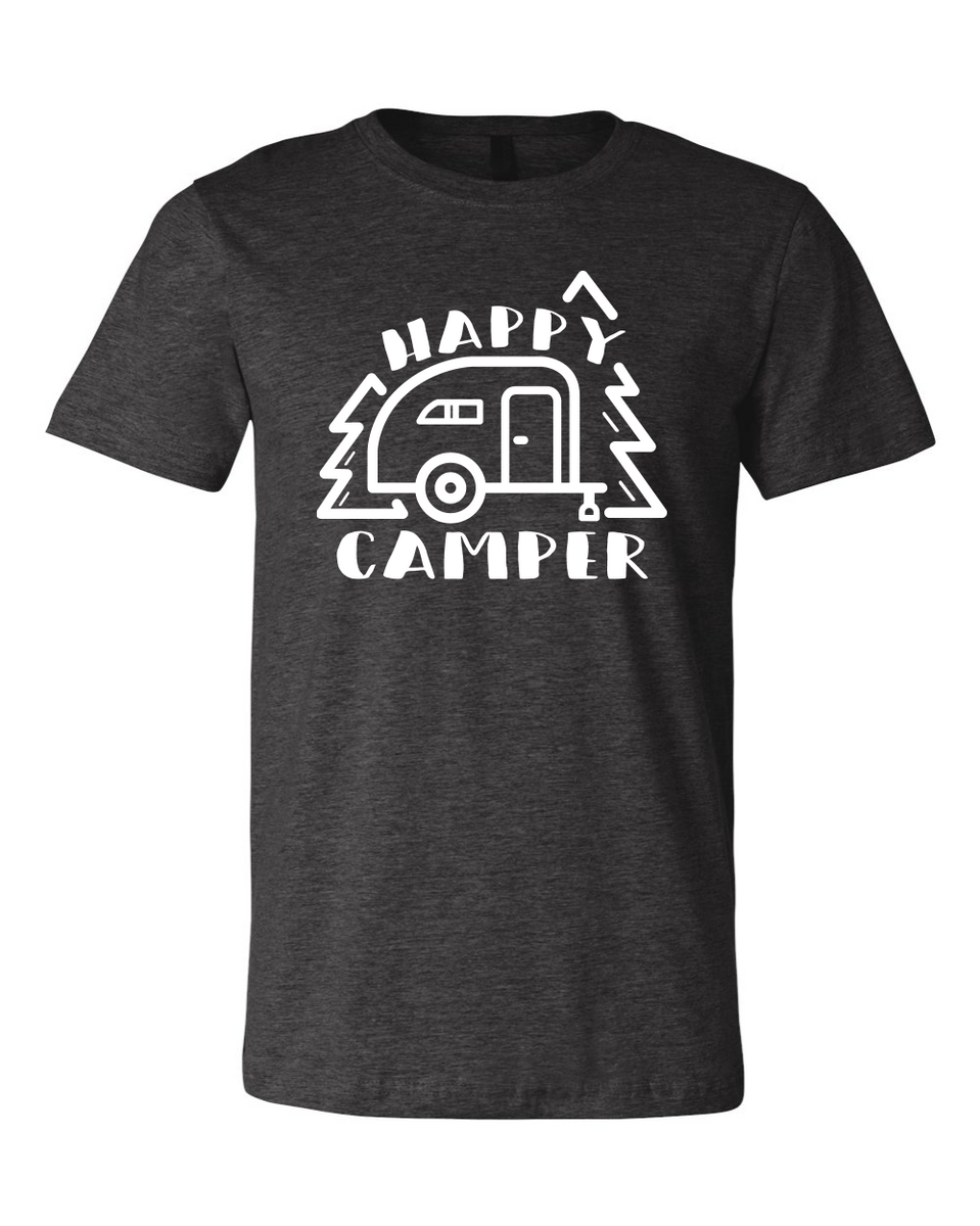 camper t shirts Happy Camper Bella Unisex Short Sleeve T-Shirt – E1 Apparel